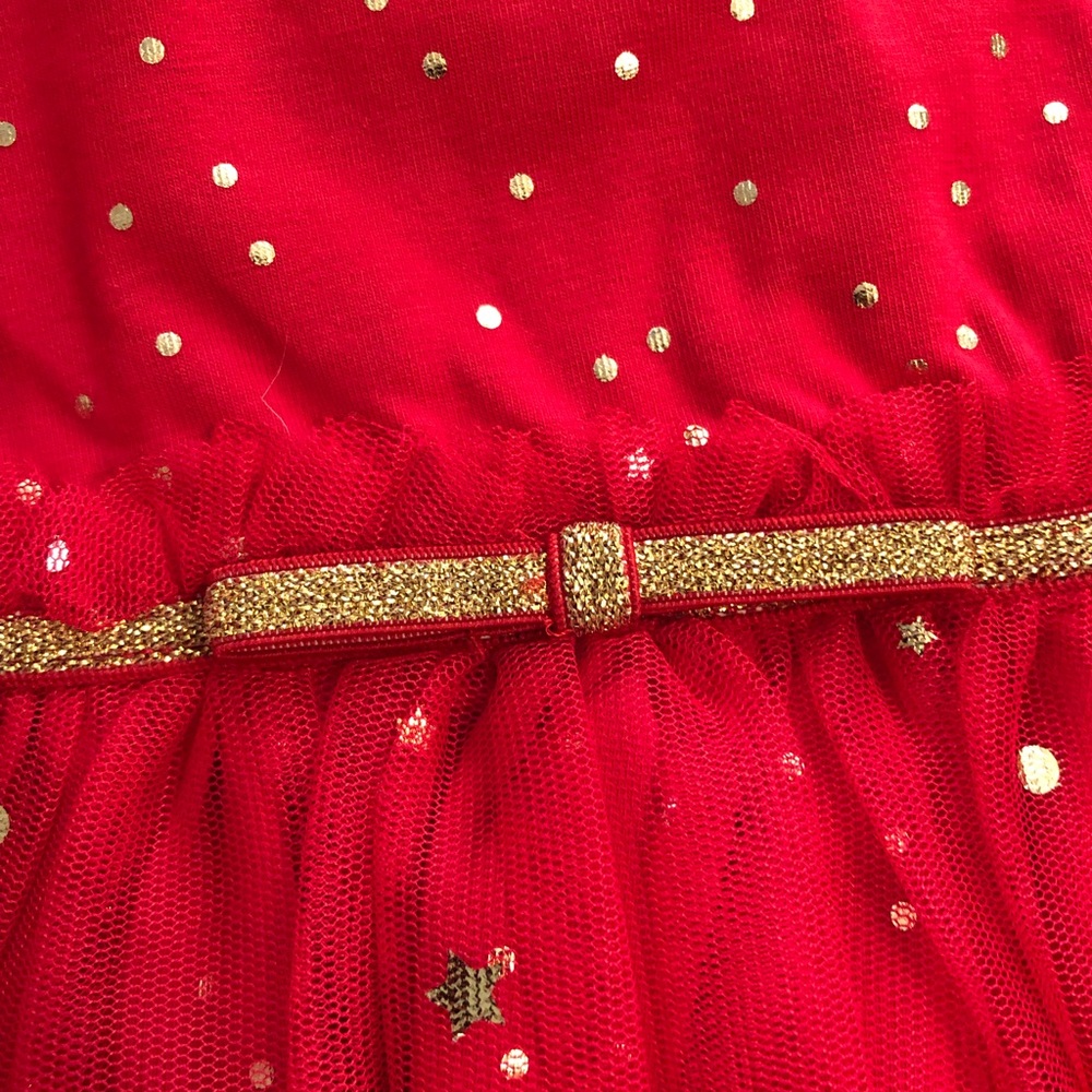 Hanna Andersson Shimmer star dress in soft tulle red and gold 8 NEW holiday - Picture 5 of 6